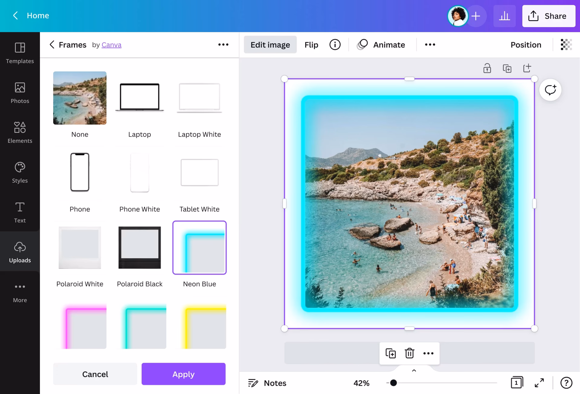 How do I add a border to a photo?