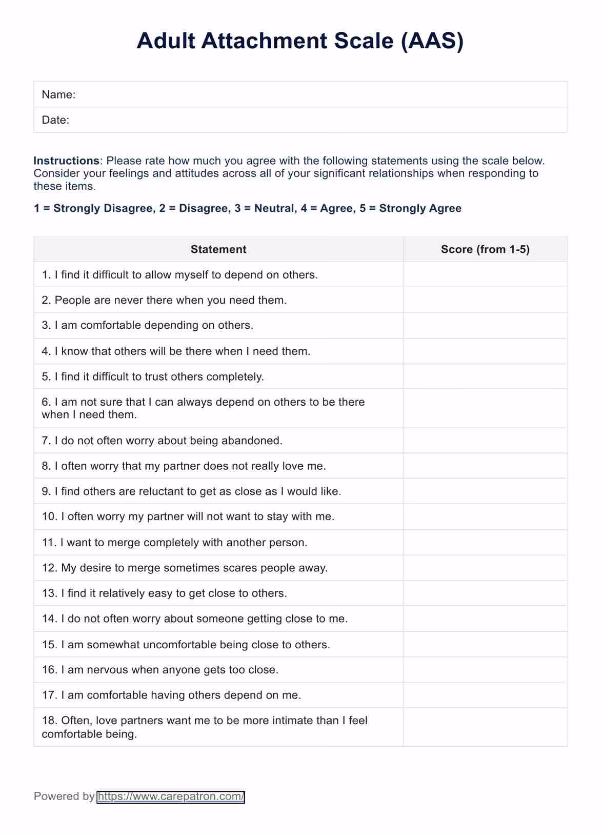 How do you measure adult attachment style?