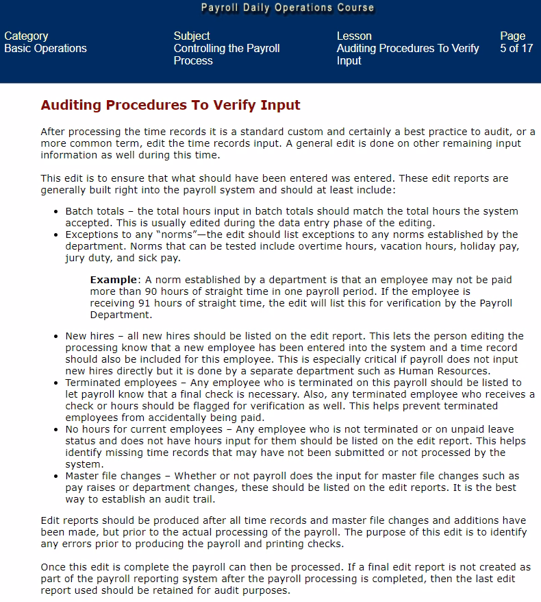 What is a payroll course?