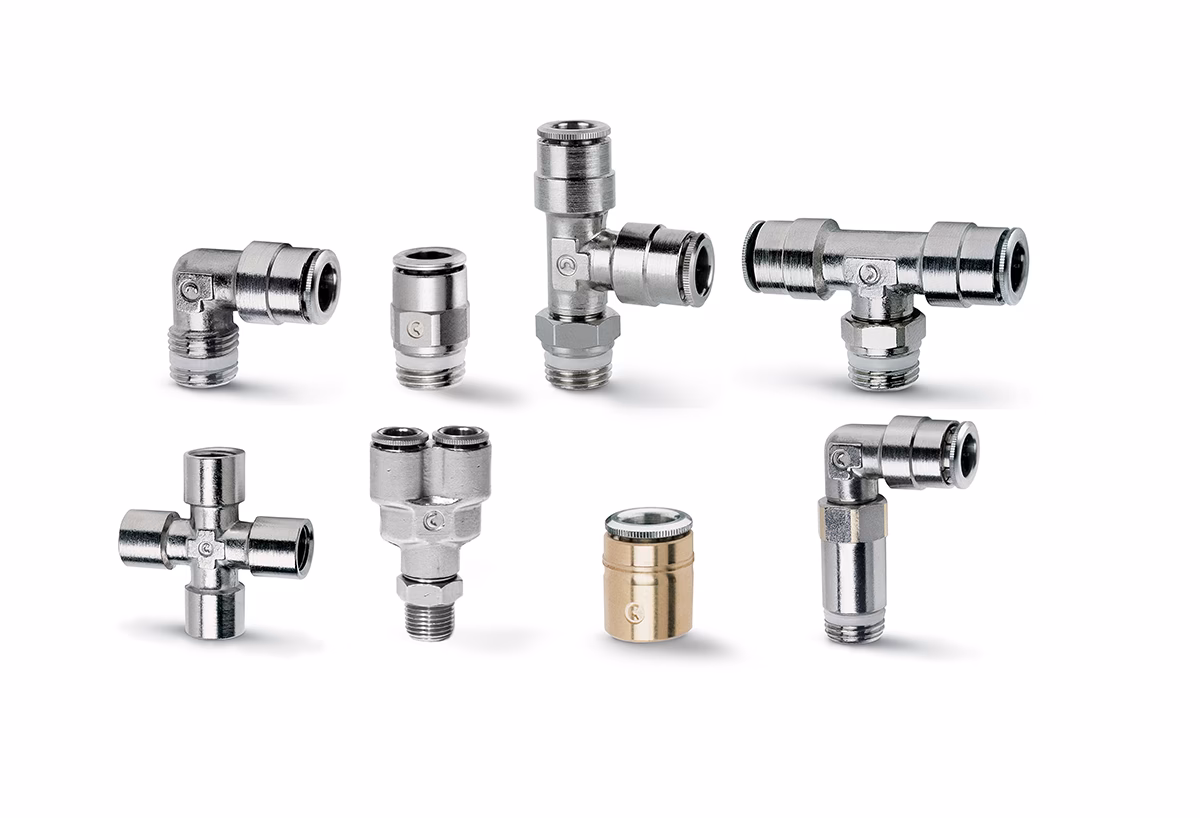 What are Camozzi pneumatic fittings made of?