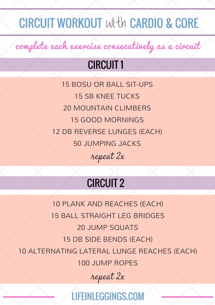 What exercises can I use with circuit training?