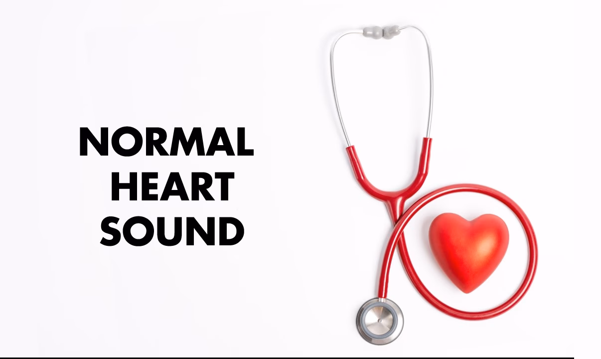 What does a heart beat sound like in a stethoscope?