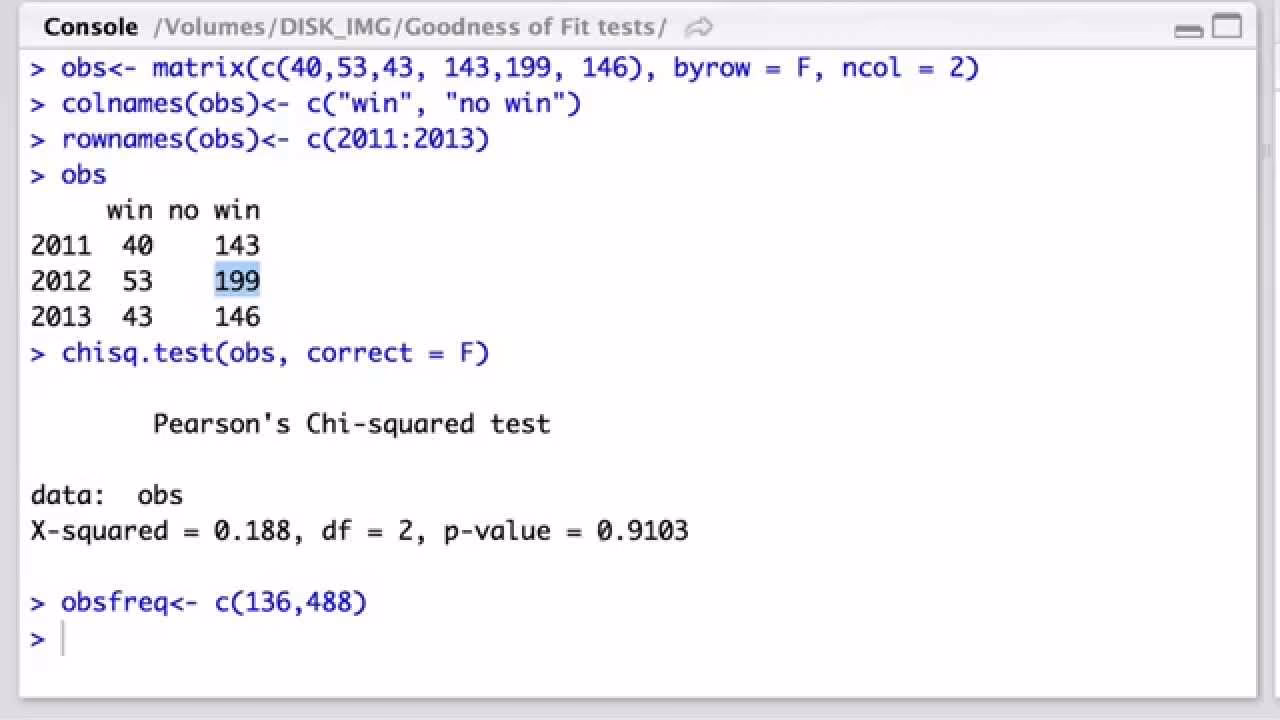 What is a goodness of fit test in R?