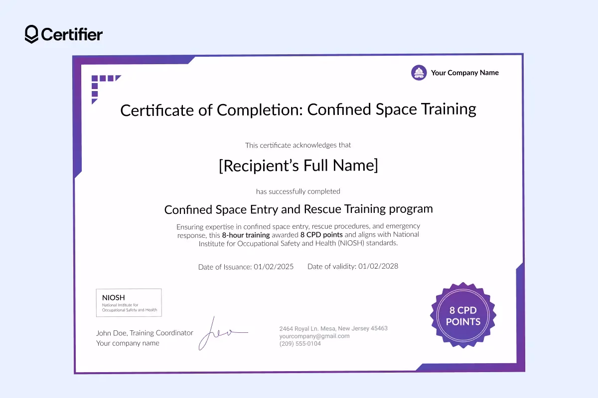 What is an OSHA confined space certification?