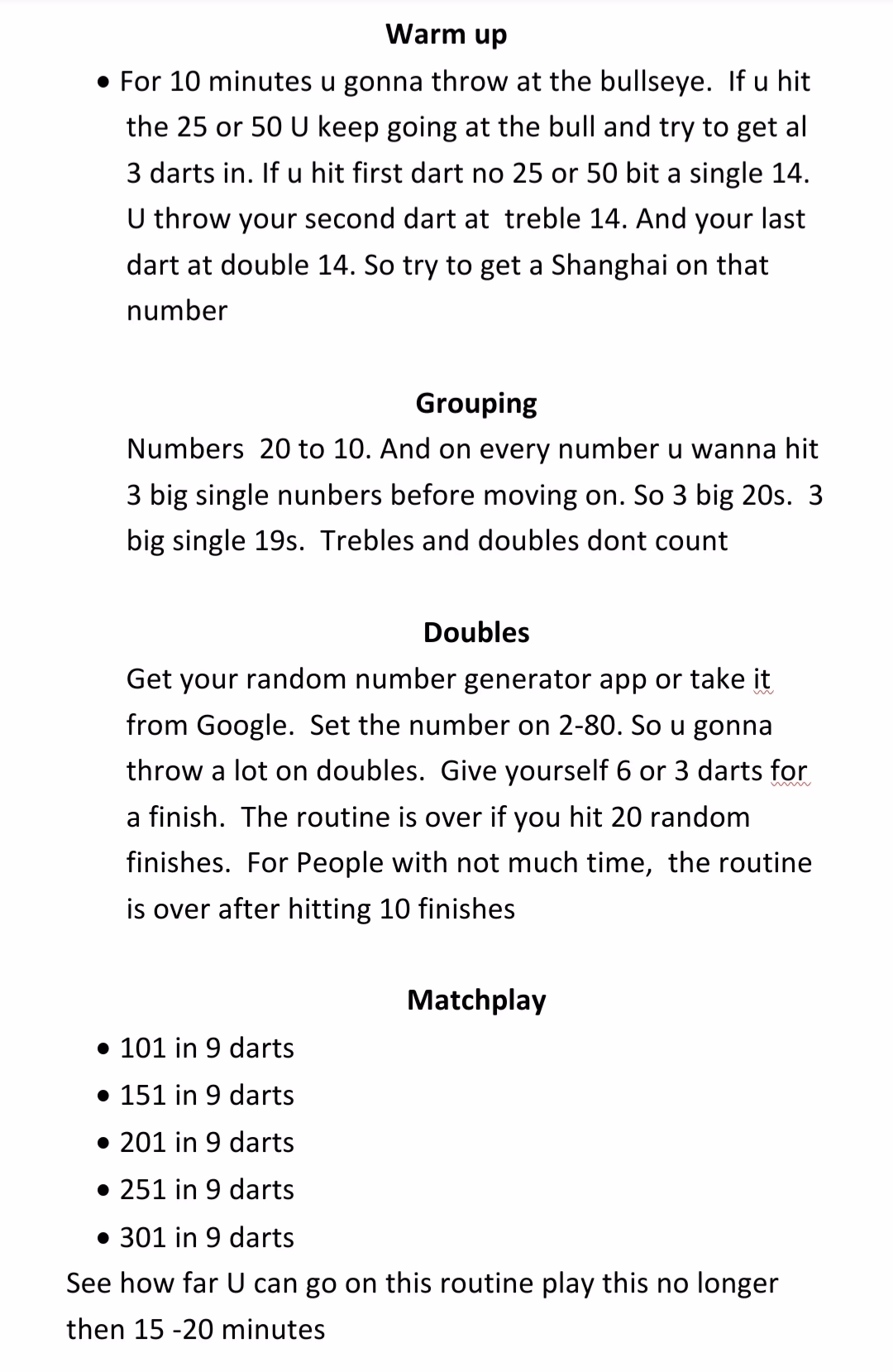 How to do exercises for darts?