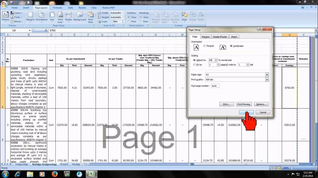 What does'margins do not fit page size' mean?