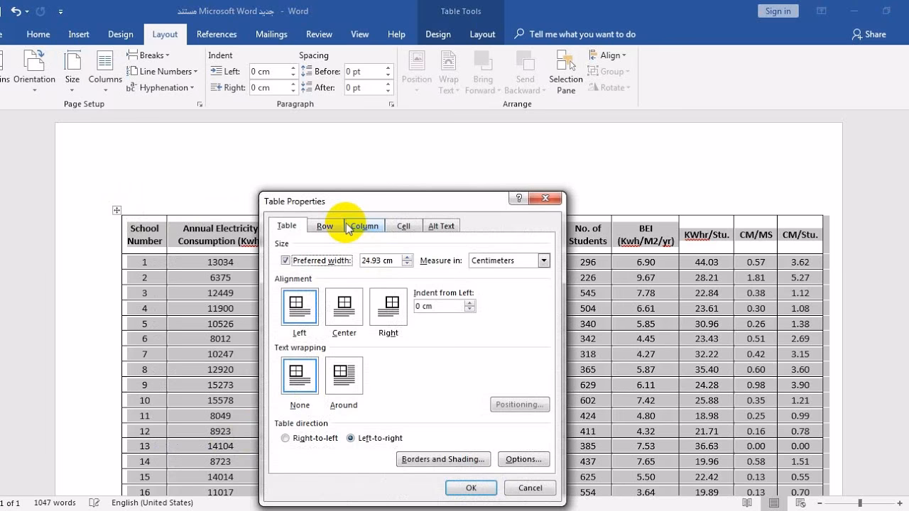 How do I copy a large table from Excel to word?