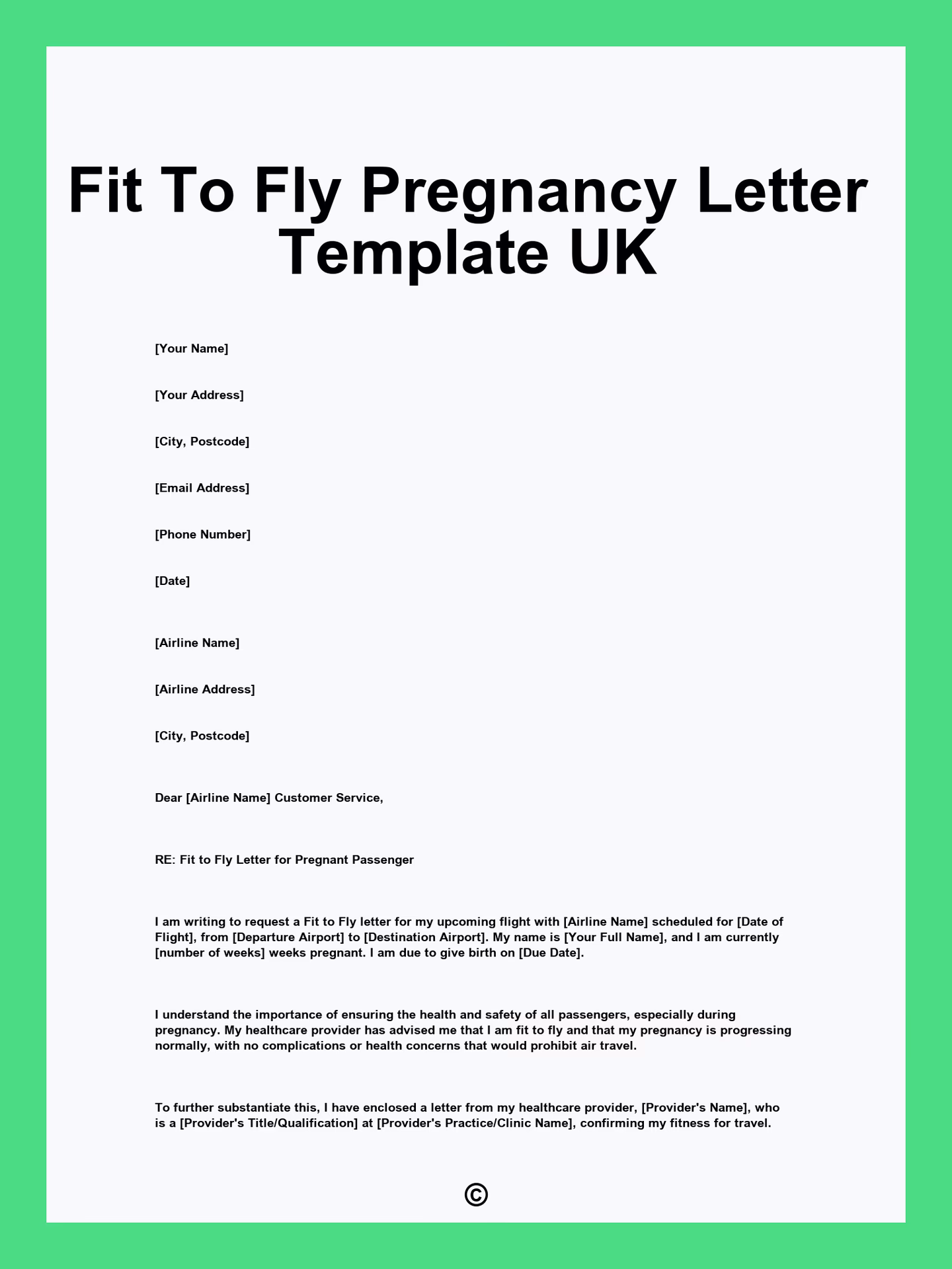 What is fit to fly letter template UK?