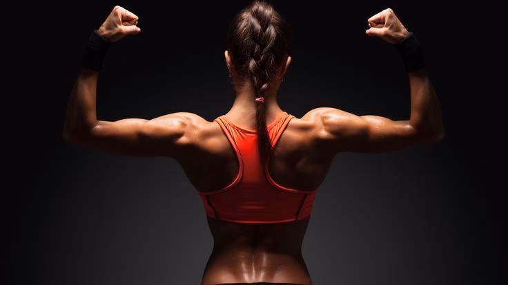 How many images are there on the female fitness wallpaper?