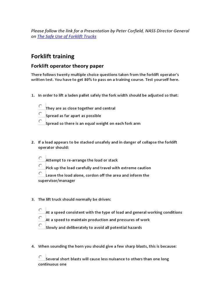 How many questions are in a forklift test 2023 (Flt)?