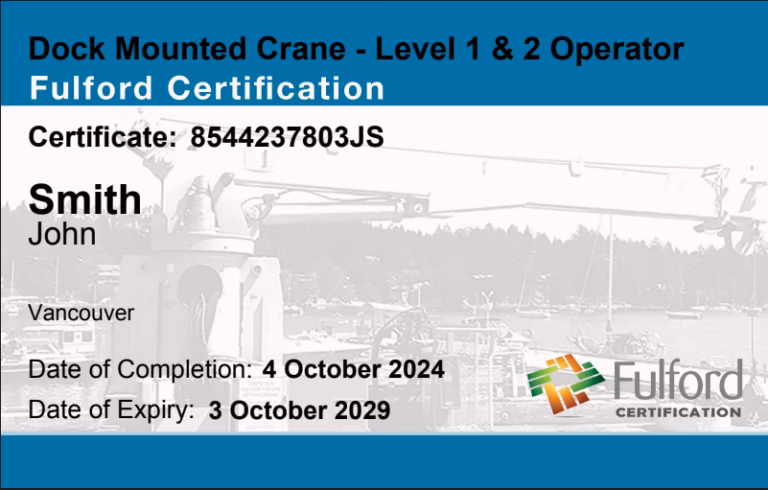 What is Fulford level a BC cranesafe certification?