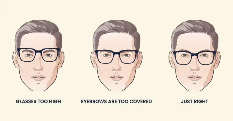 Where should glasses sit on your face if you squint?