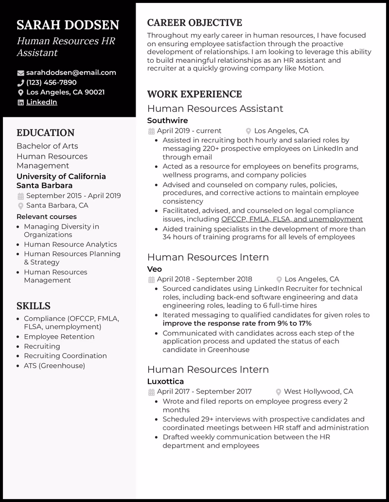 What education do HR assistants need?