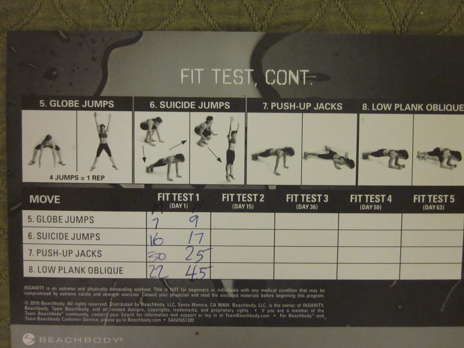 What is Shaun T's insanity fit test?