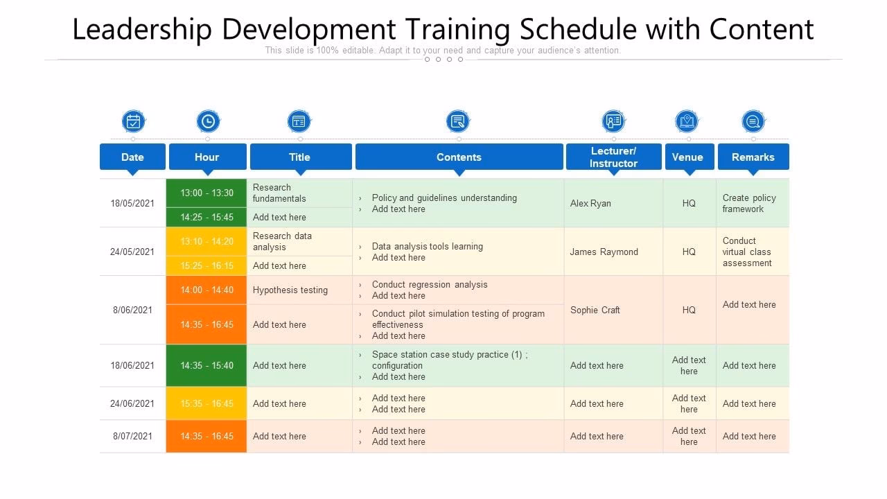 What is a training agenda?