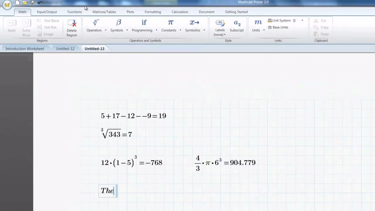 How to get started with calculations in PTC Mathcad?