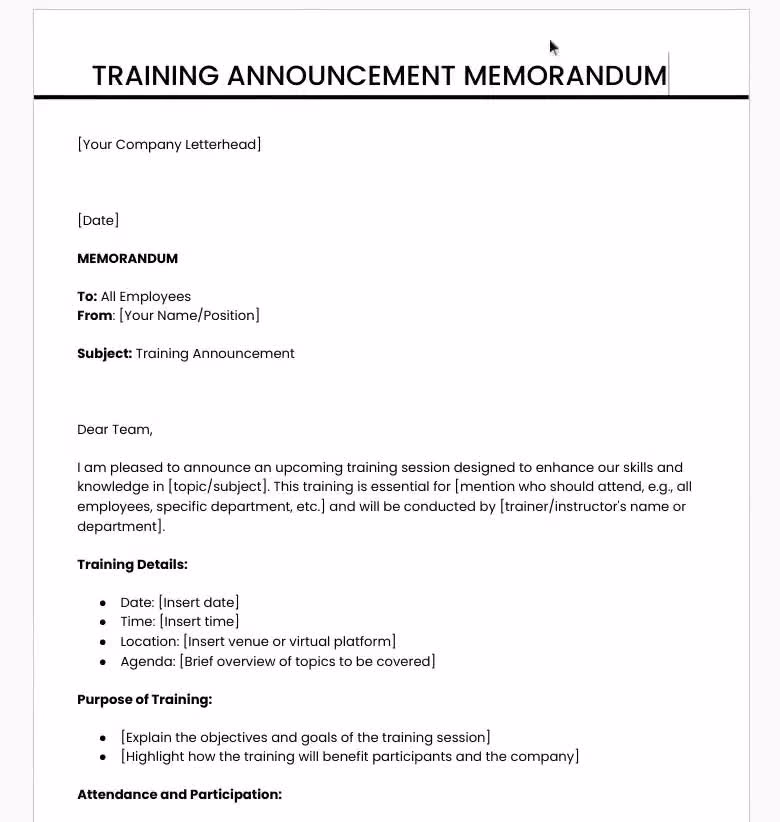 How do you write a memo to propose a new training program?
