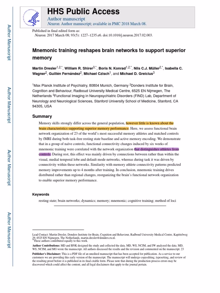 Does mnemonic training affect network organization?