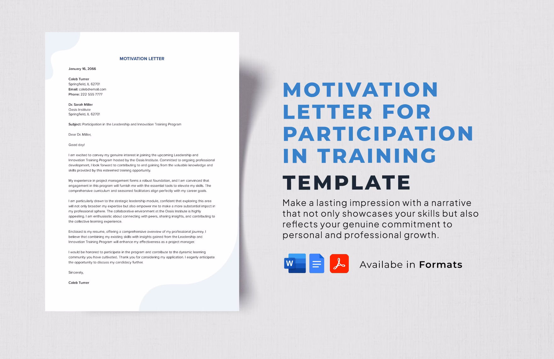 What is a motivation letter for a training course title?