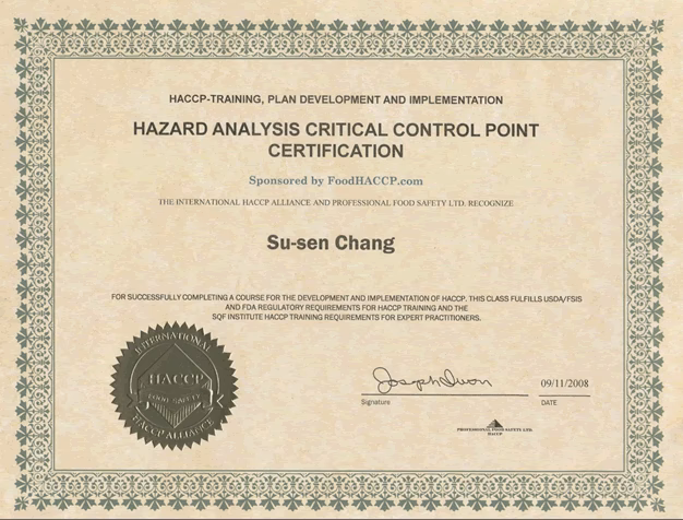 What is the HACCP certification course?