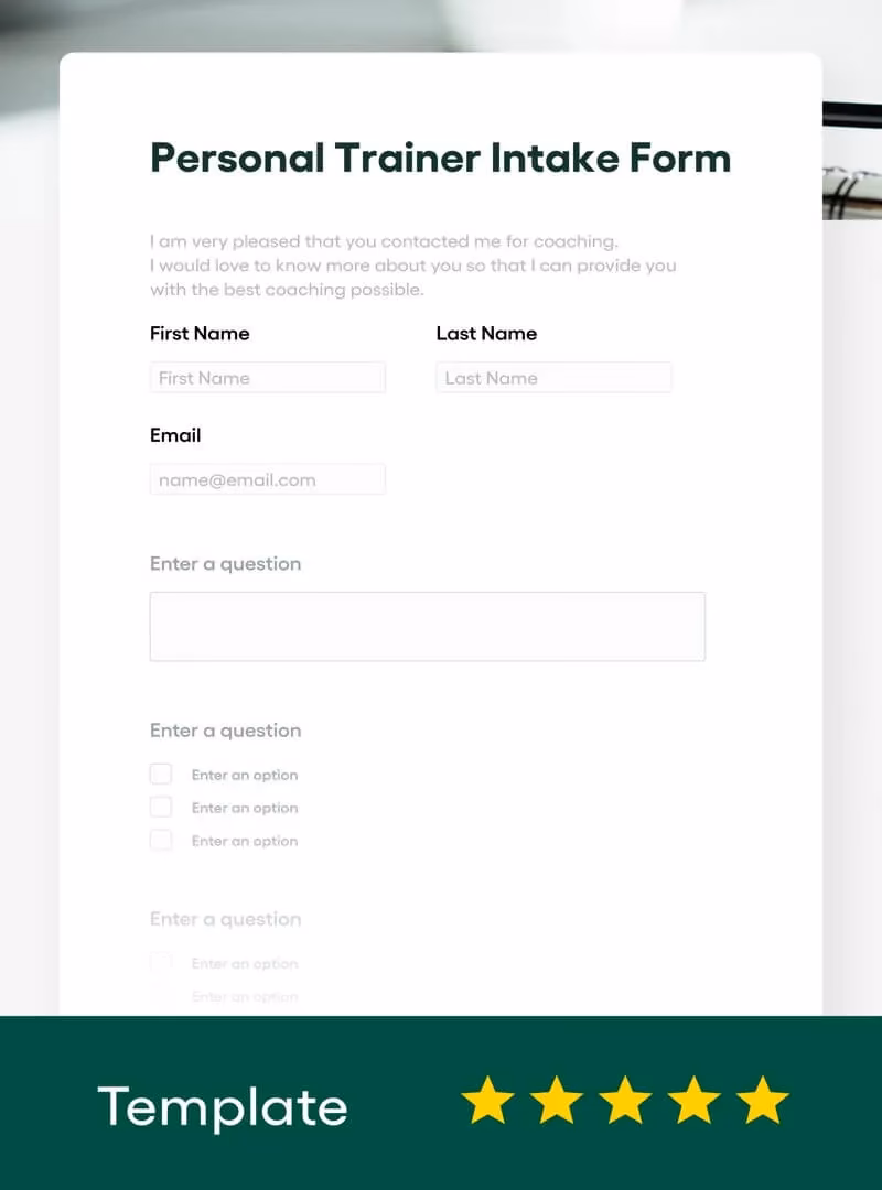 What is a personal training client intake form?