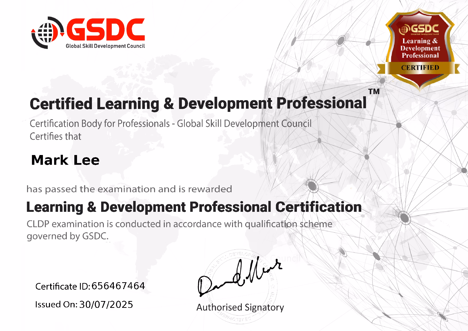 What is a learning and development specialist certification?
