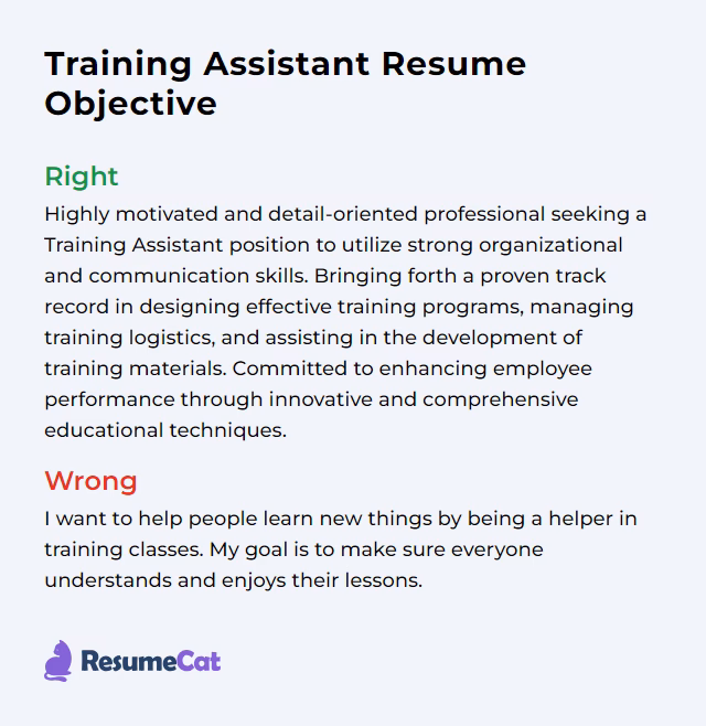 What does a training assistant do?