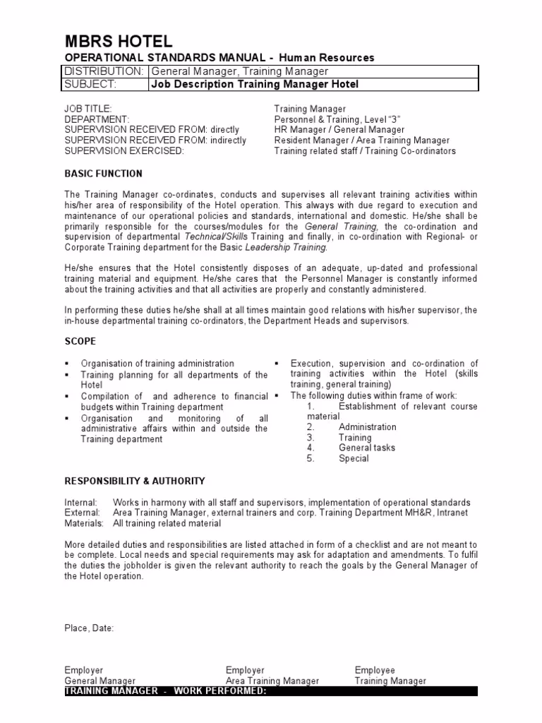 What skills do you need to be a training manager?