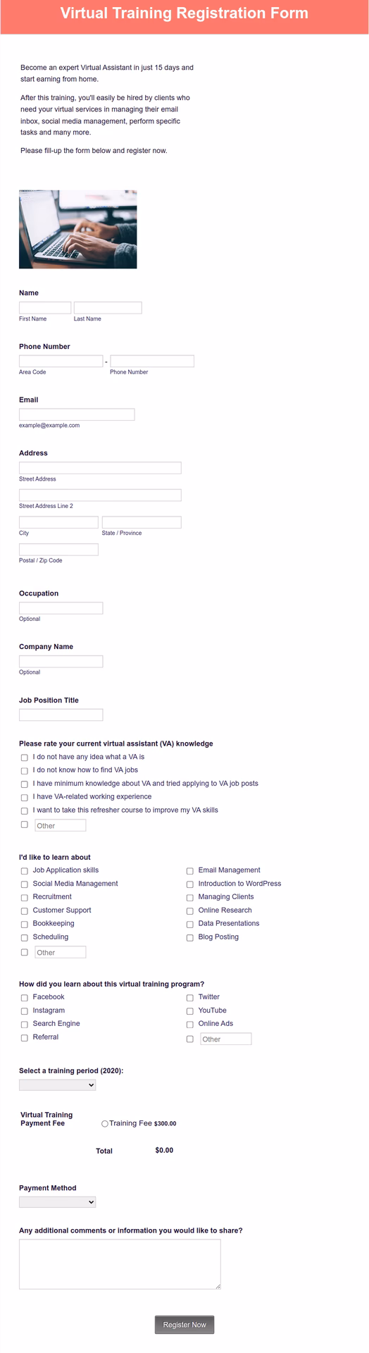 How do training registration forms work?