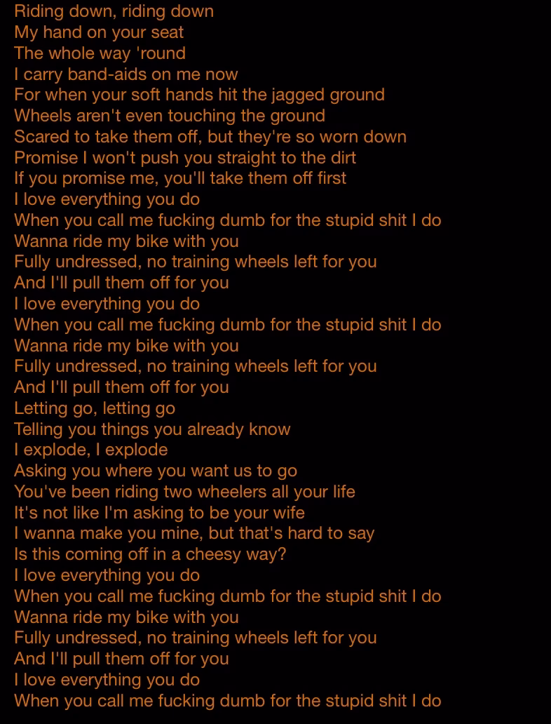 What is Melanie Martinez training wheels lyrics?